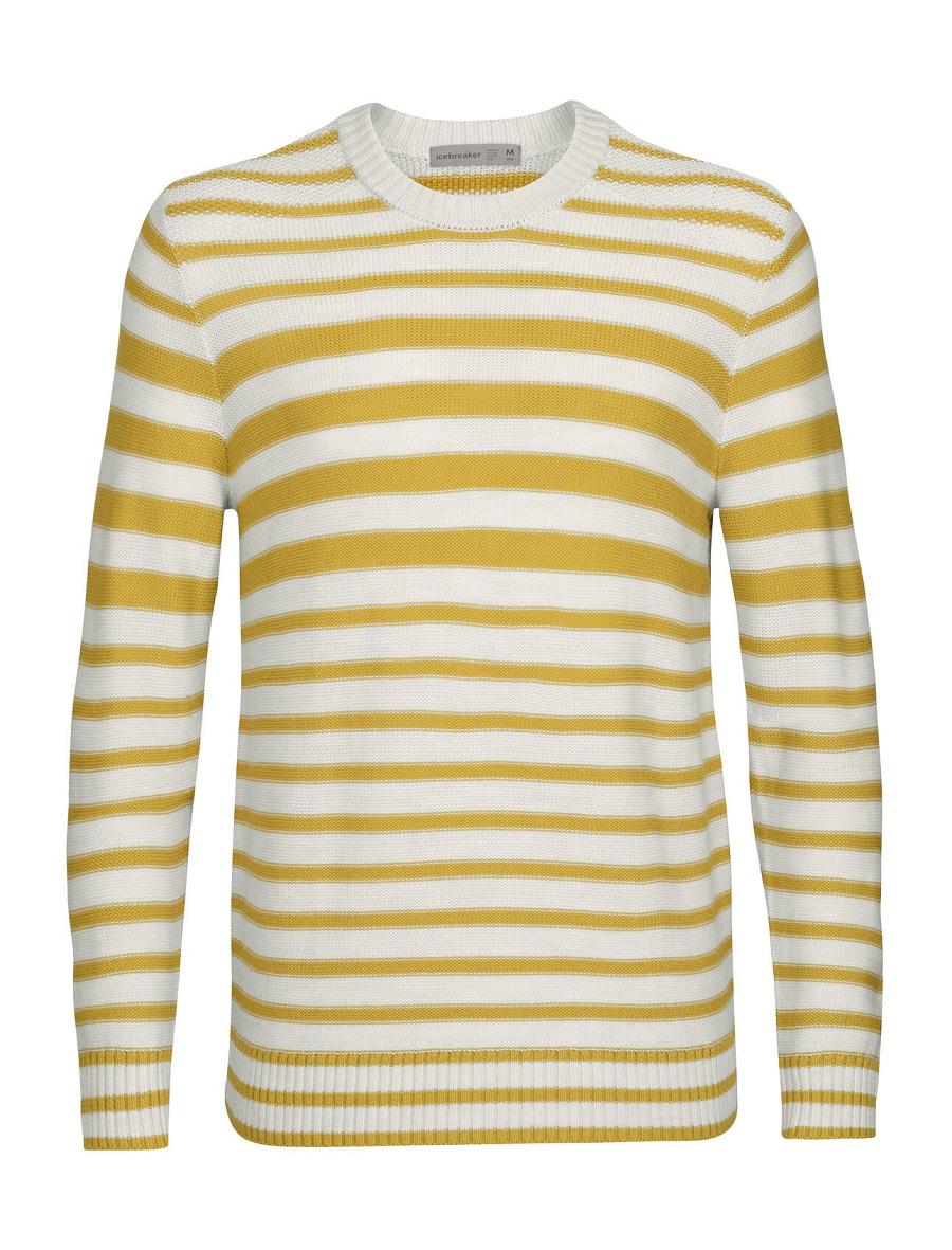 Men's Icebreaker Merino Waypoint Crewe Sweaters Ecru Heather / Silent Gold | CA 1724ILHS